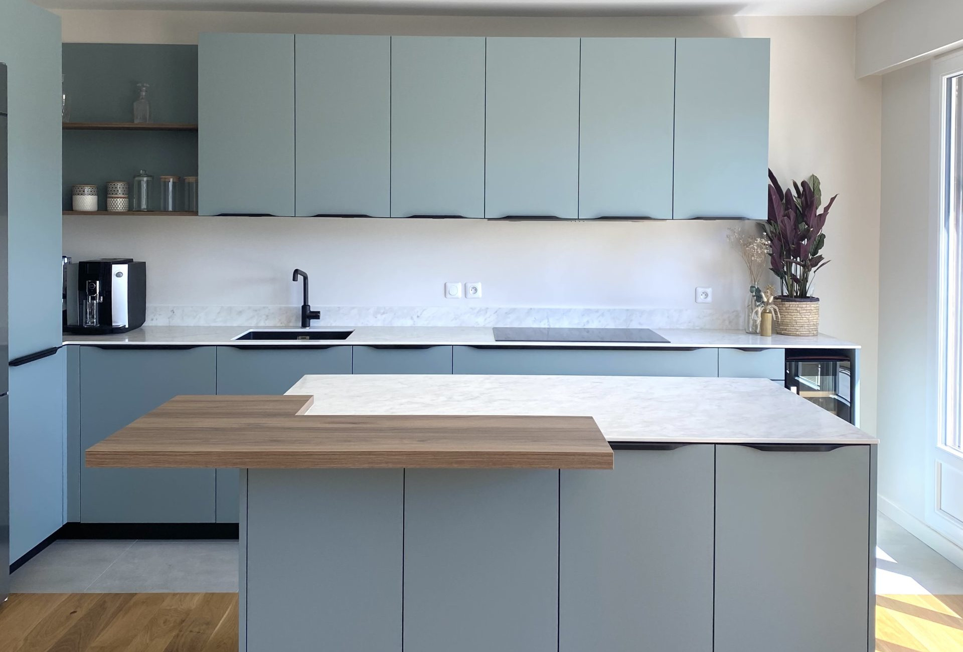 Cuisine design bleu acier - Arthur Bonnet Vincennes (94)