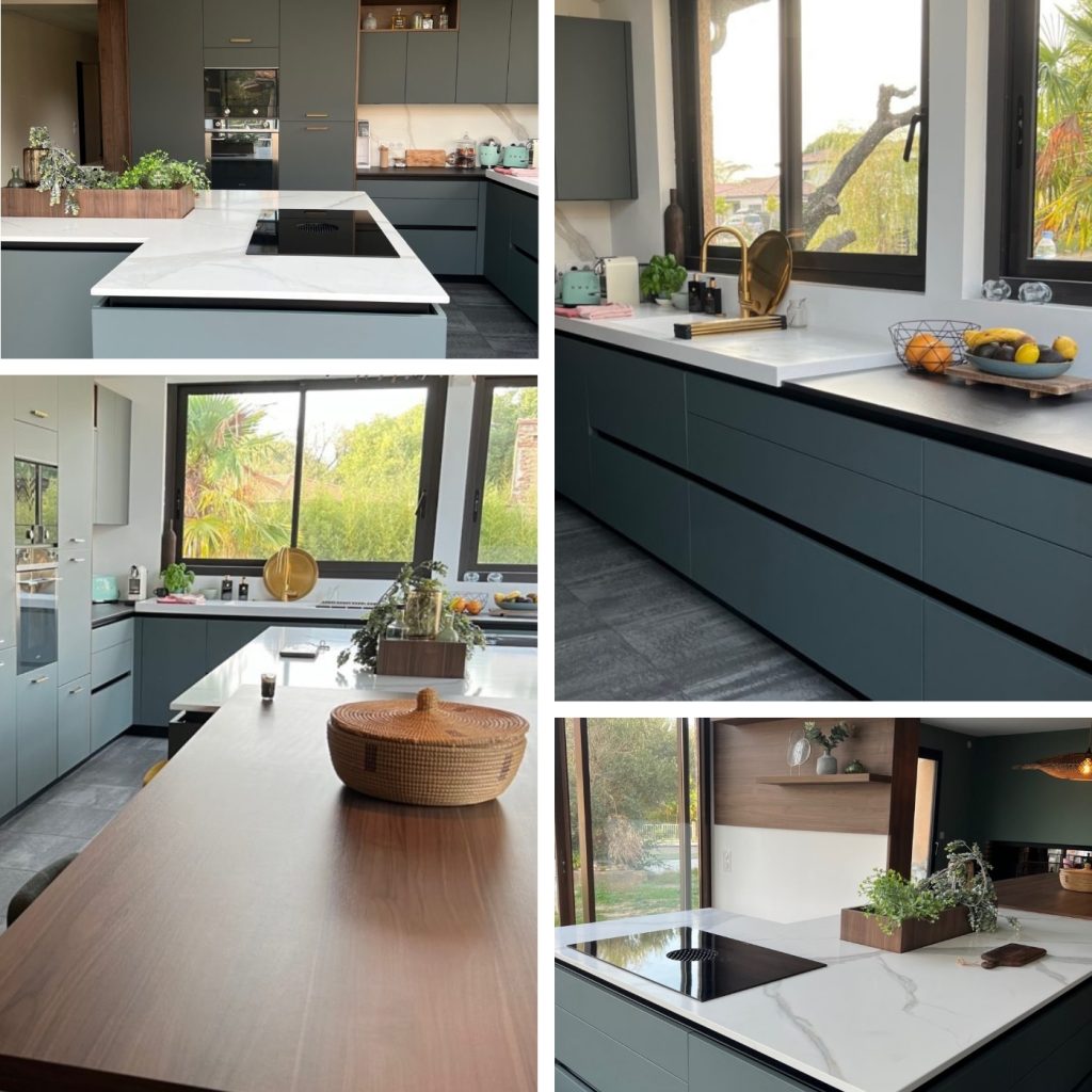 cuisine-bleu-contemporaine-spacieuse-conviviale-blanc-decor-bois-blagnac