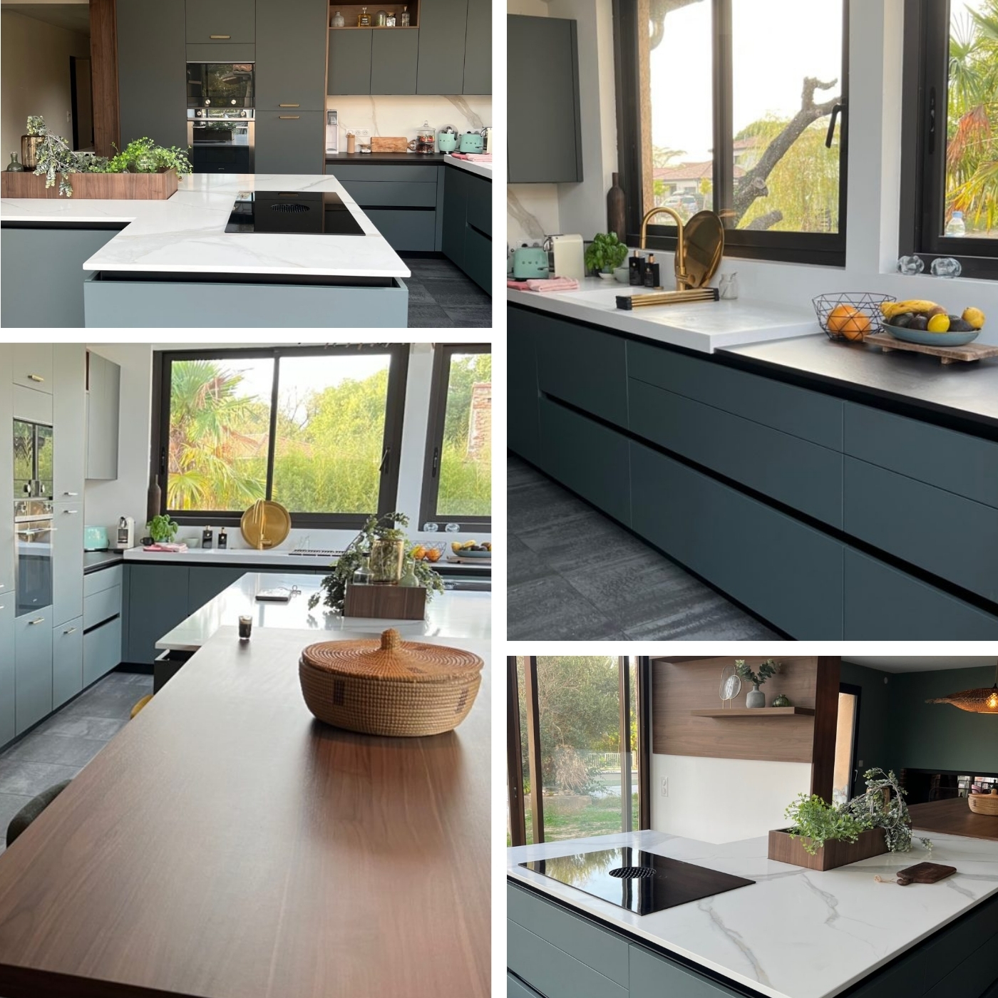 Cuisine contemporaine grise et bois