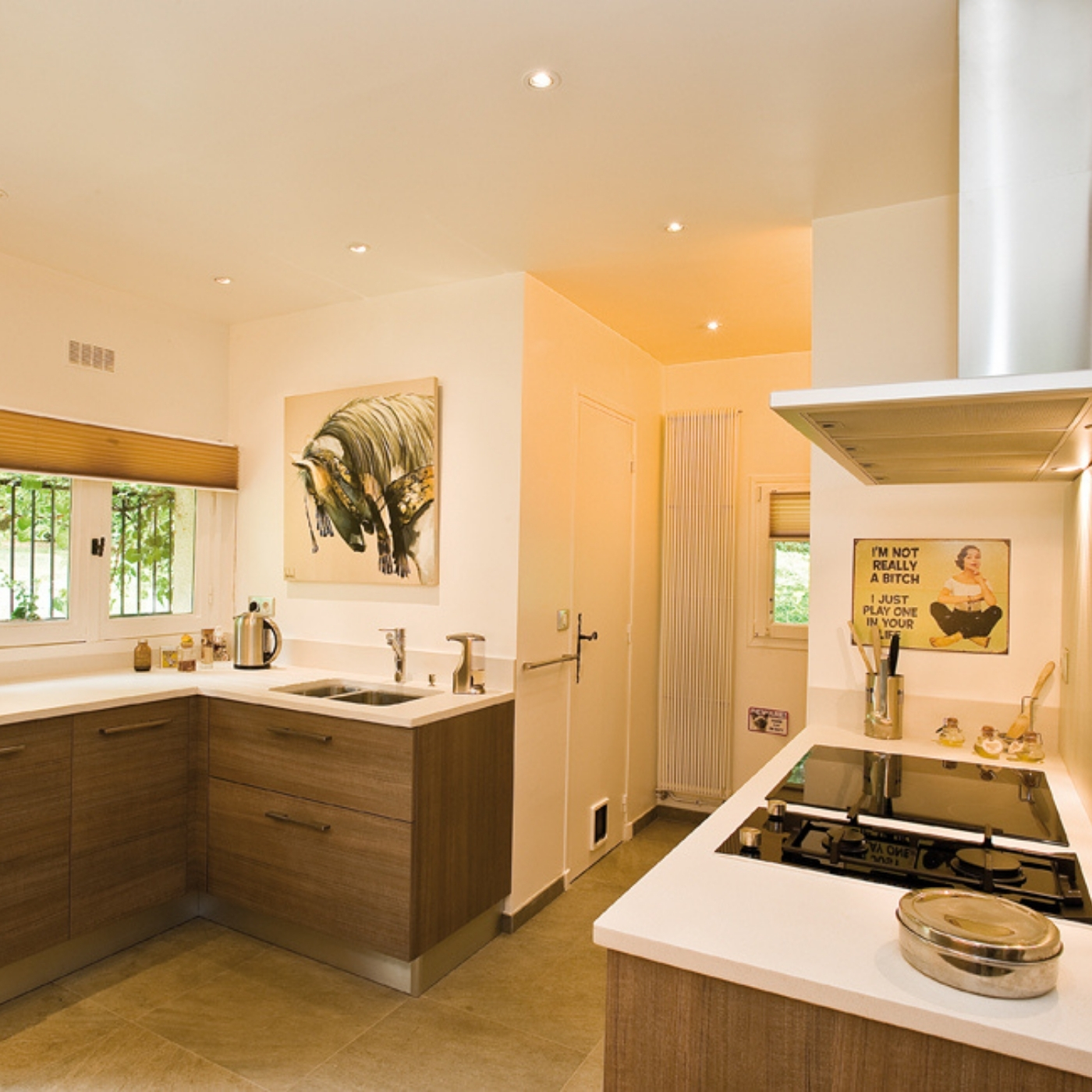 CUISINE MODERNE LUMINEUSE AVEC UN DECOR BOIS