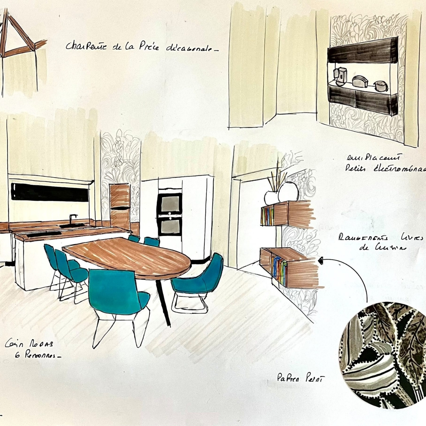 Cuisine noire et blanche contemporaine et conviviale