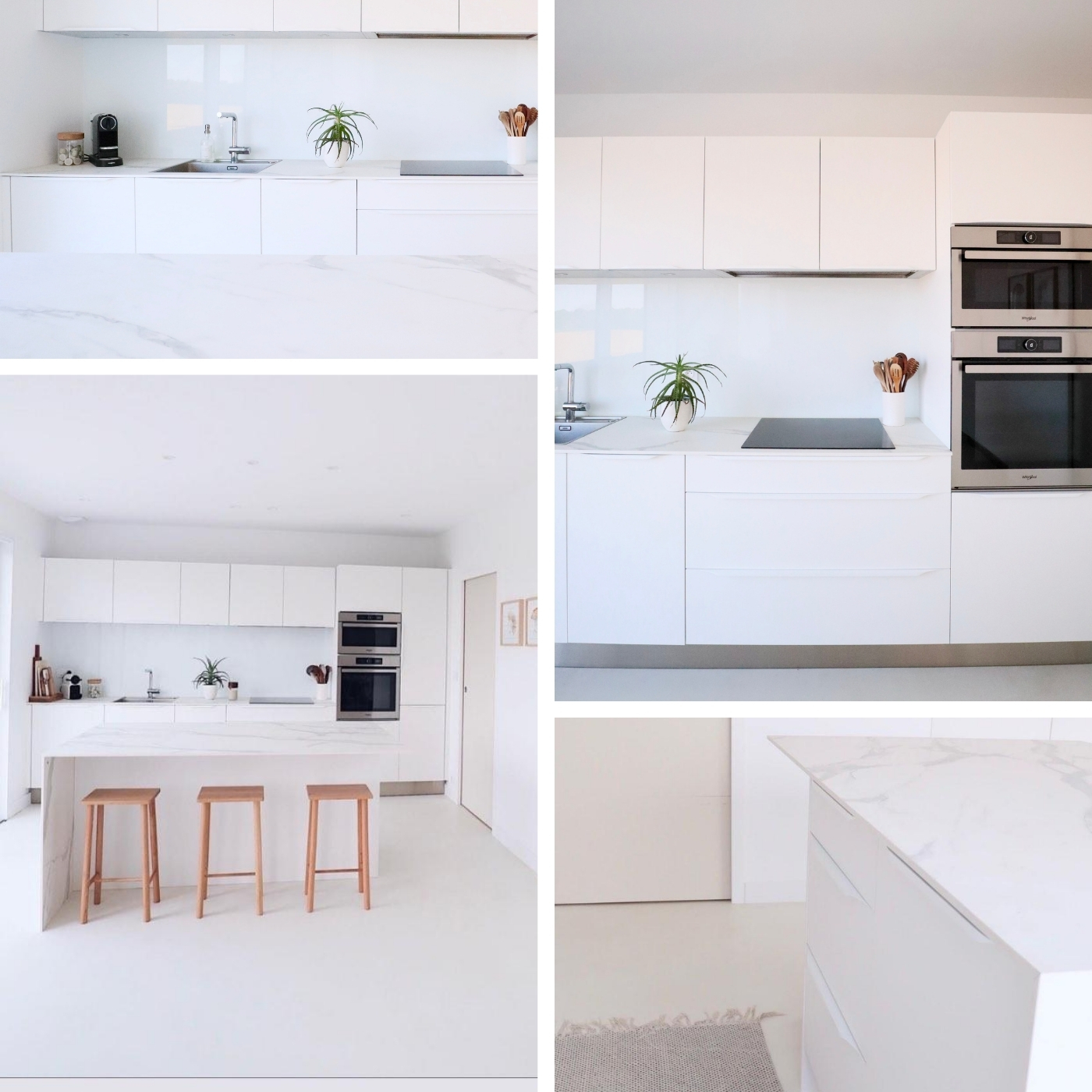 CUISINE BLANCHE ET BOIS MODERNE ÉPURÉE