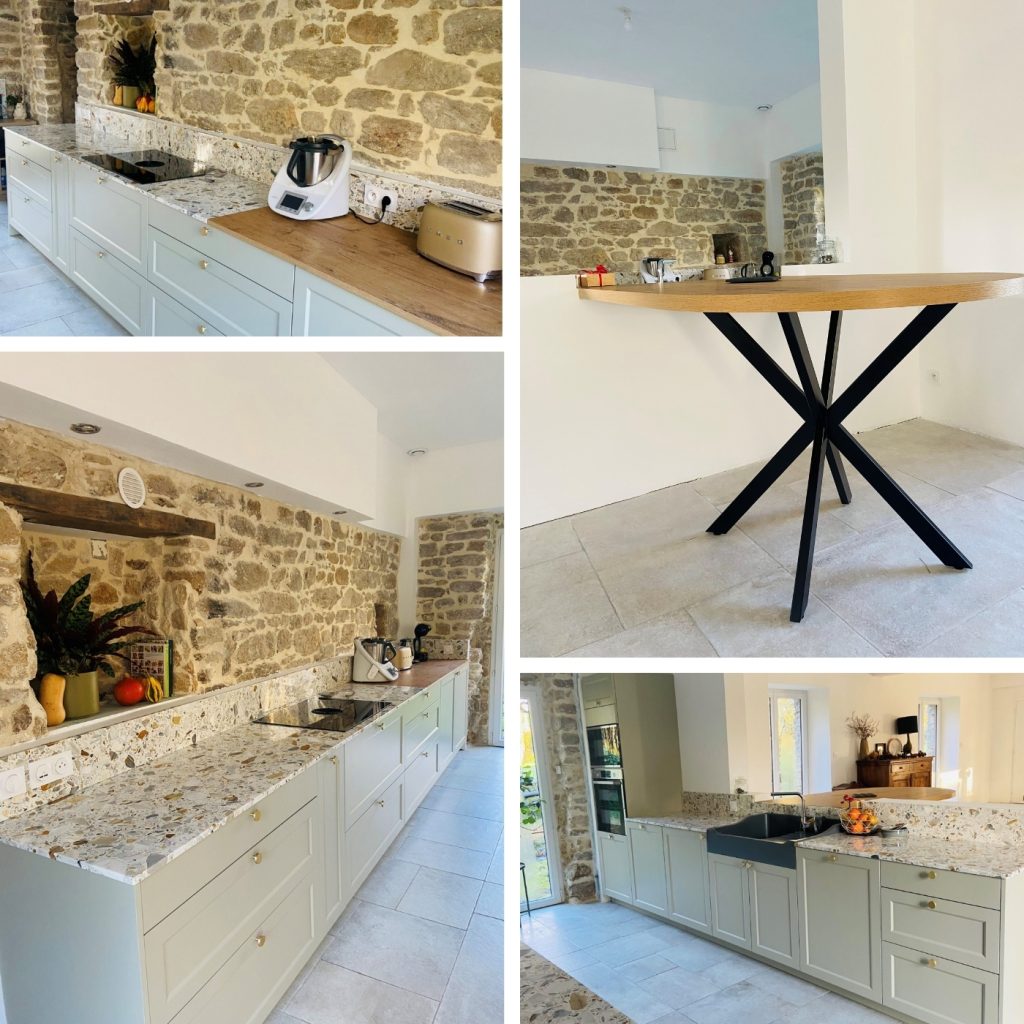 cuisine-bois-verte-plan-terrazzo-murs-pierres-vannes