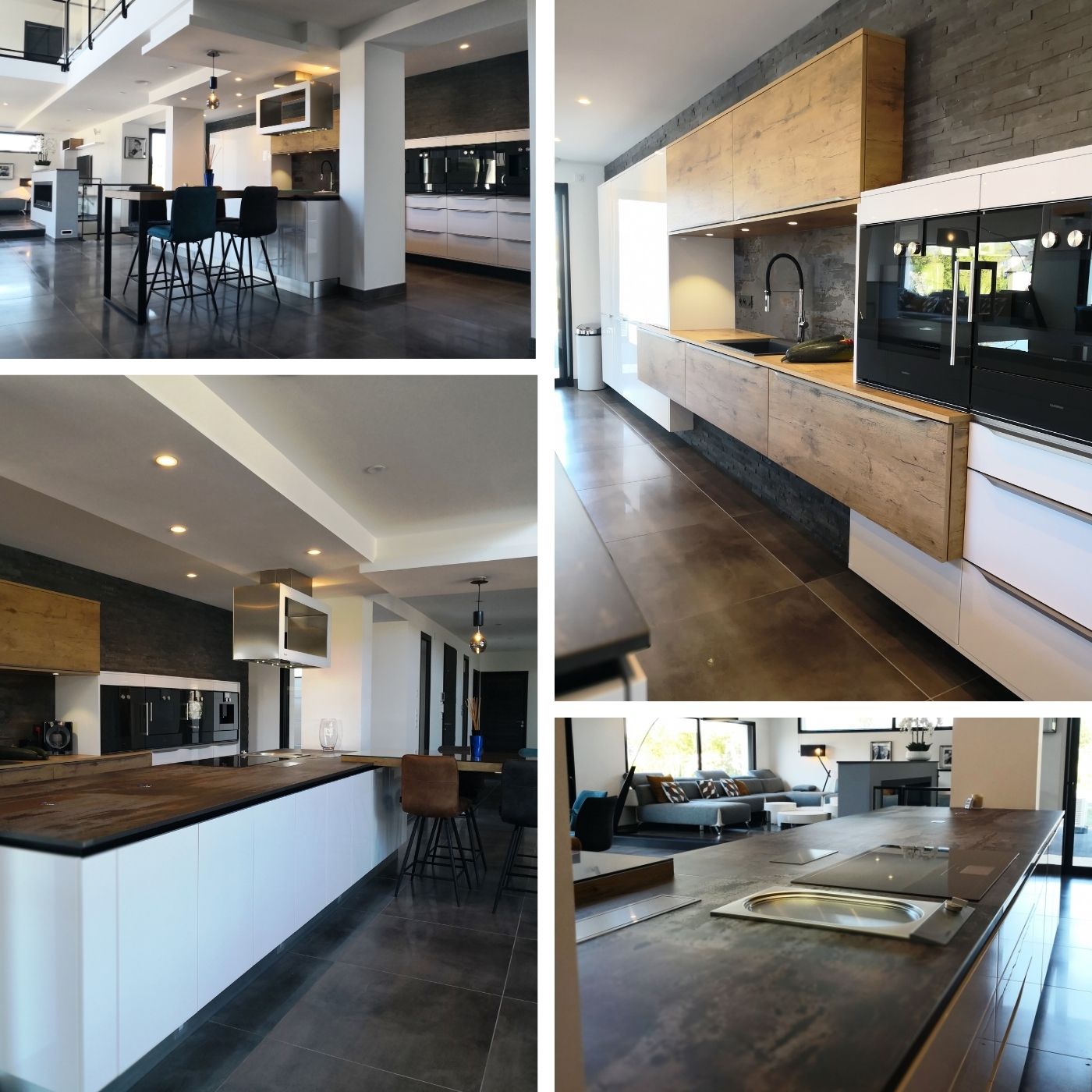 GRANDE CUISINE BLANCHE ET BOIS MODERNE DESIGN