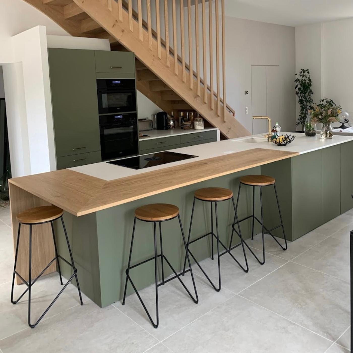 CUISINE NATURE KAKI AVEC PAPIER PEINT AMBIANCE NATURE