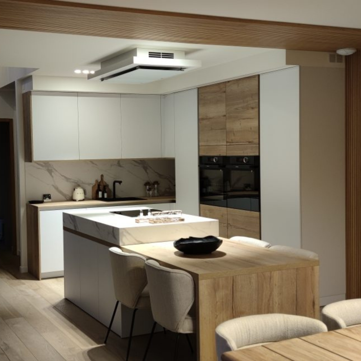 CUISINE MODERNE MINIMALISTE BLANC ET BOIS