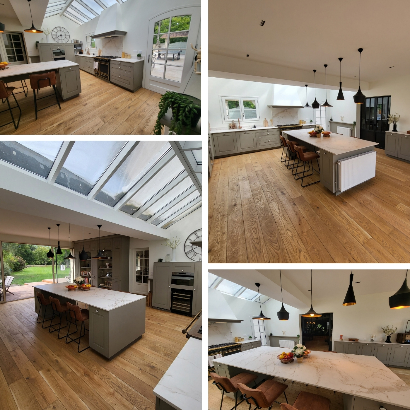 Cuisine classique chaleureuse et sophistiquée avec îlot central