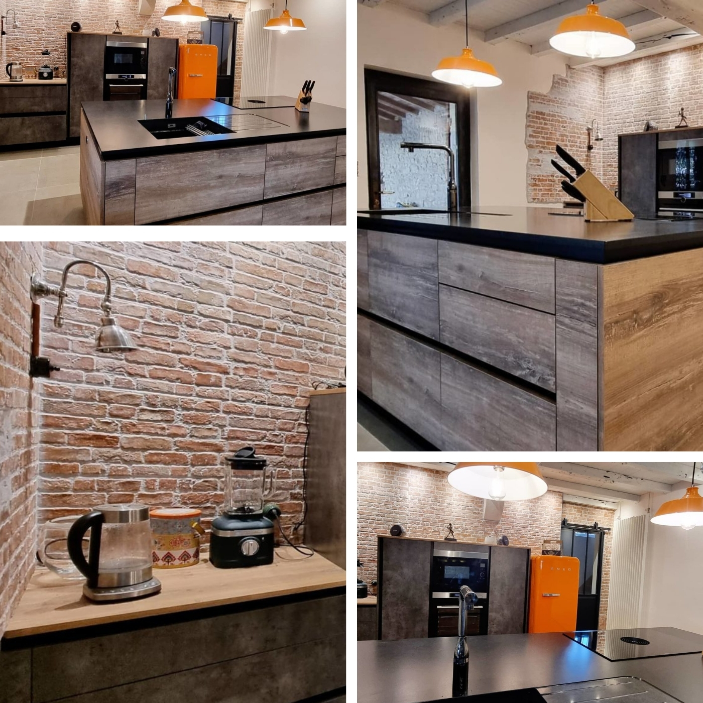 CUISINE INDUSTRIELLE AVEC CREDENCE EN BRIQUES