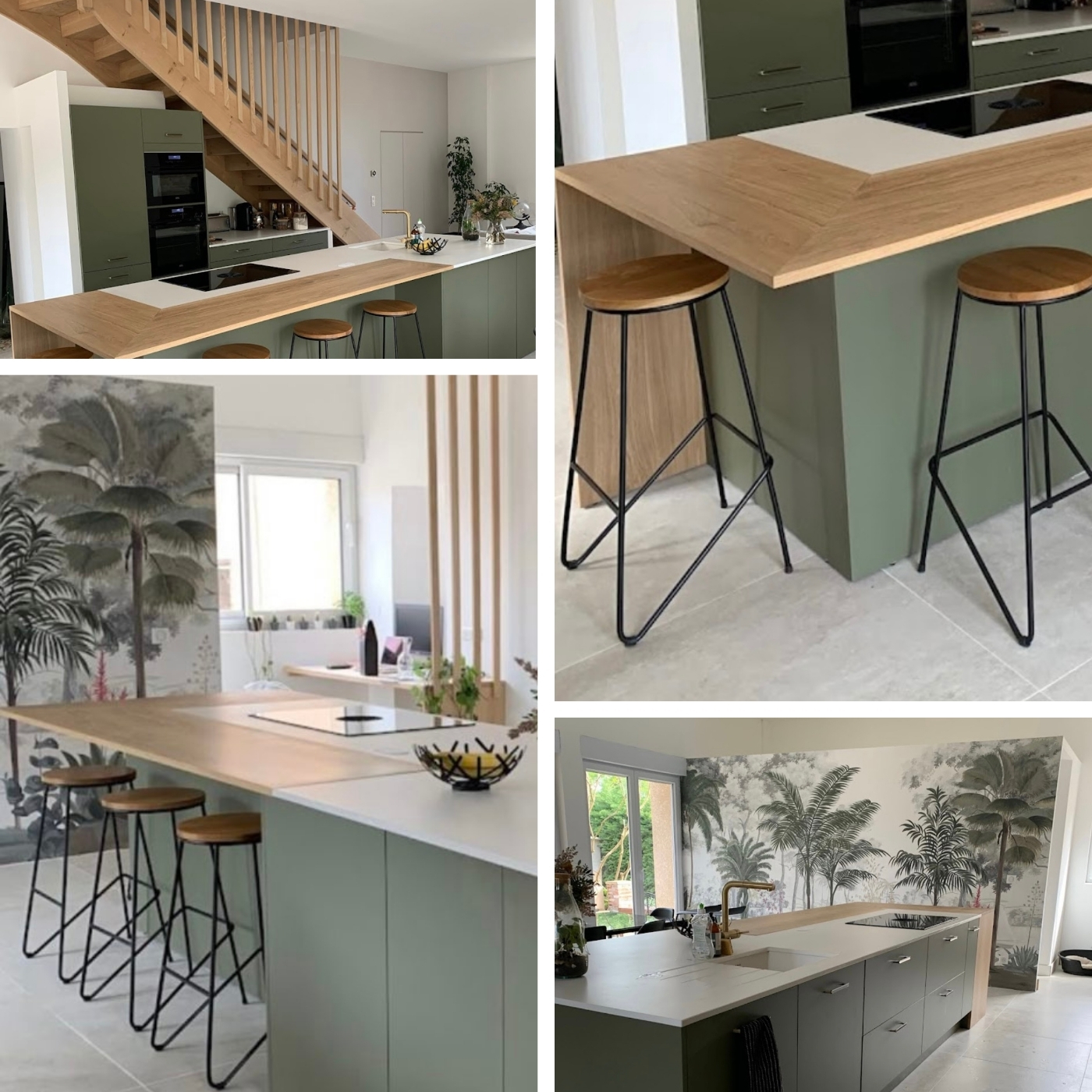 CUISINE NATURE KAKI AVEC PAPIER PEINT AMBIANCE NATURE