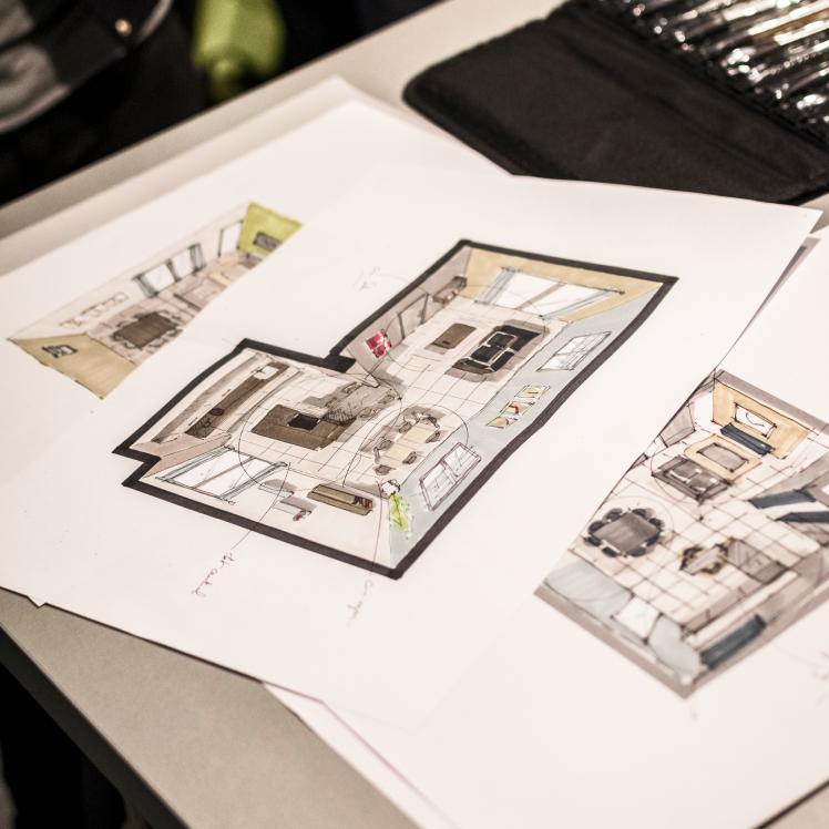 Cuisine graphique noir et effet marbre