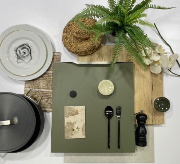 Spacieuse cuisine verte avec îlot central