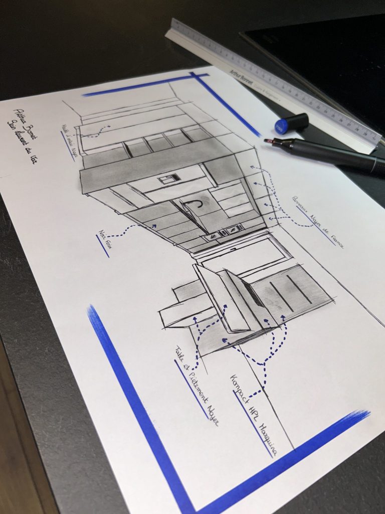 croquis-cuisine-noire-arthur-bonnet-saint-laurent-du-var