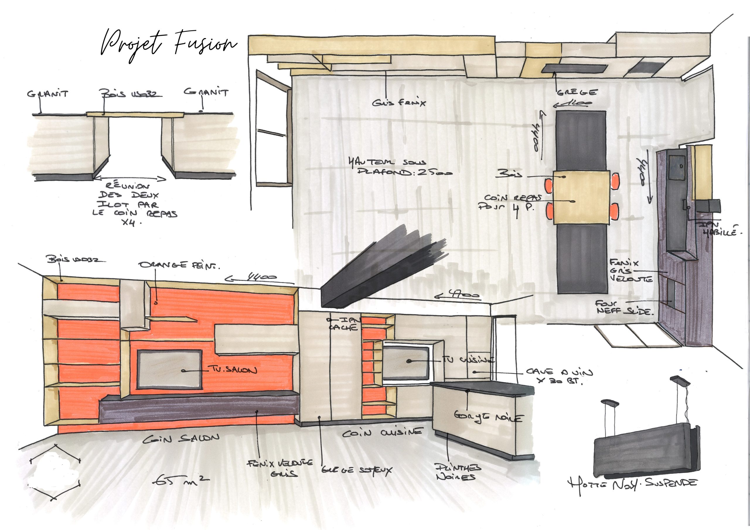 Cuisine moderne élégante beige et noire