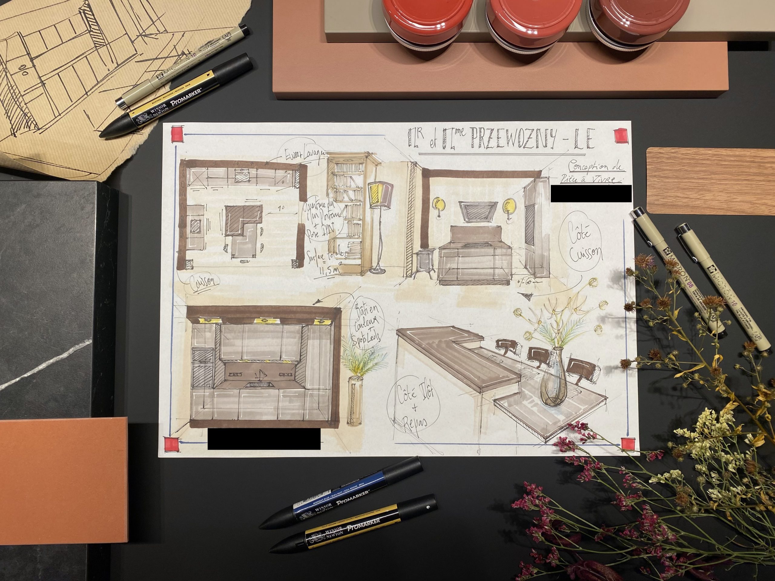 Cuisine moderne beige et terracotta