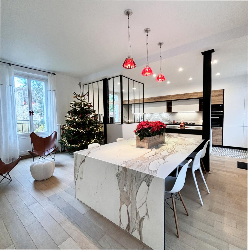 Cuisine moderne et élégante effet marbre