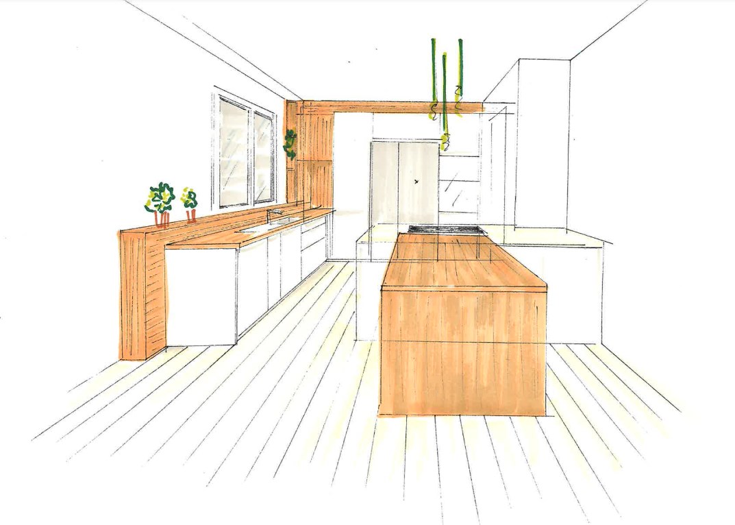 Cuisine scandinave épurée blanche et décor bois