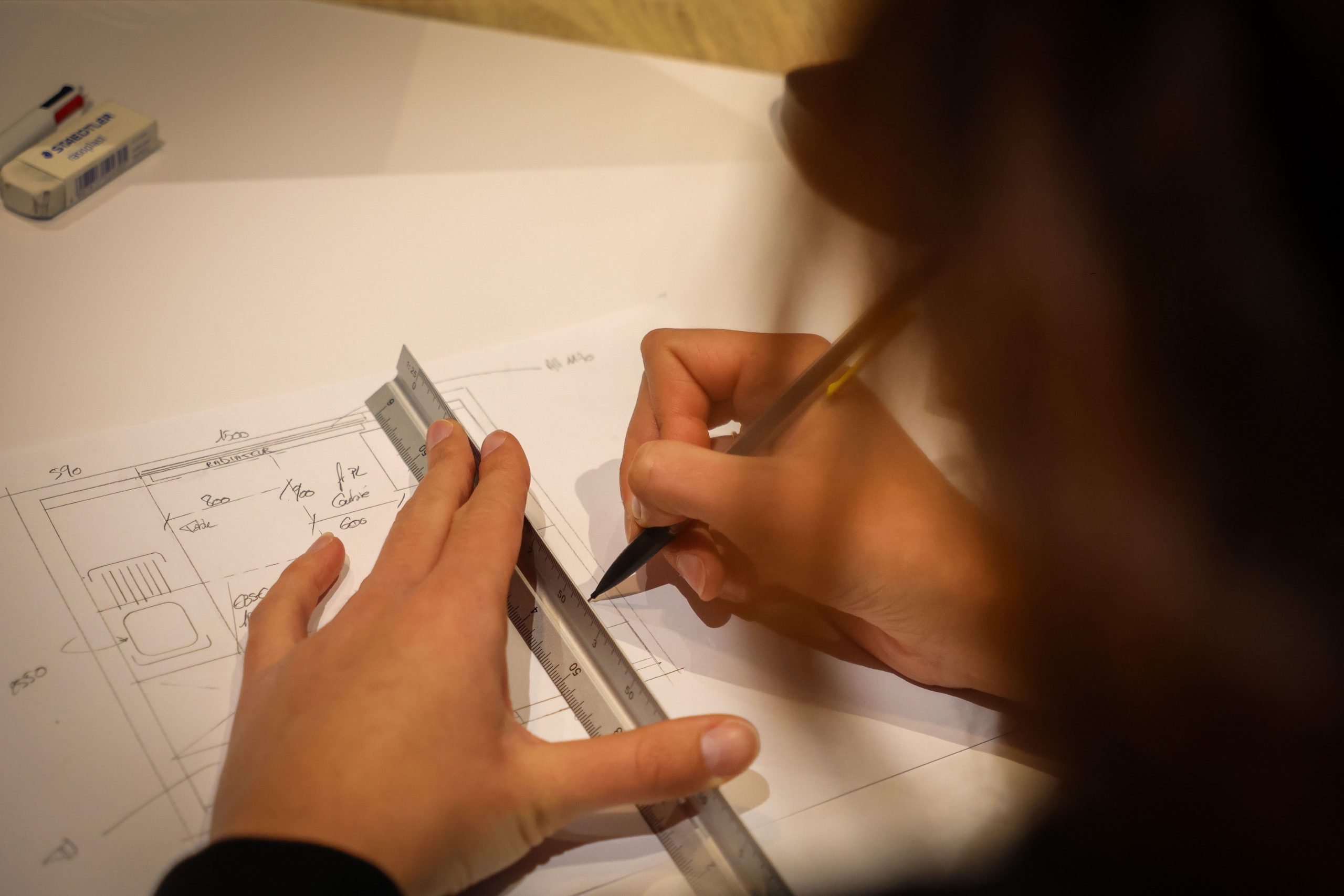 Cuisine design en L sable de lune