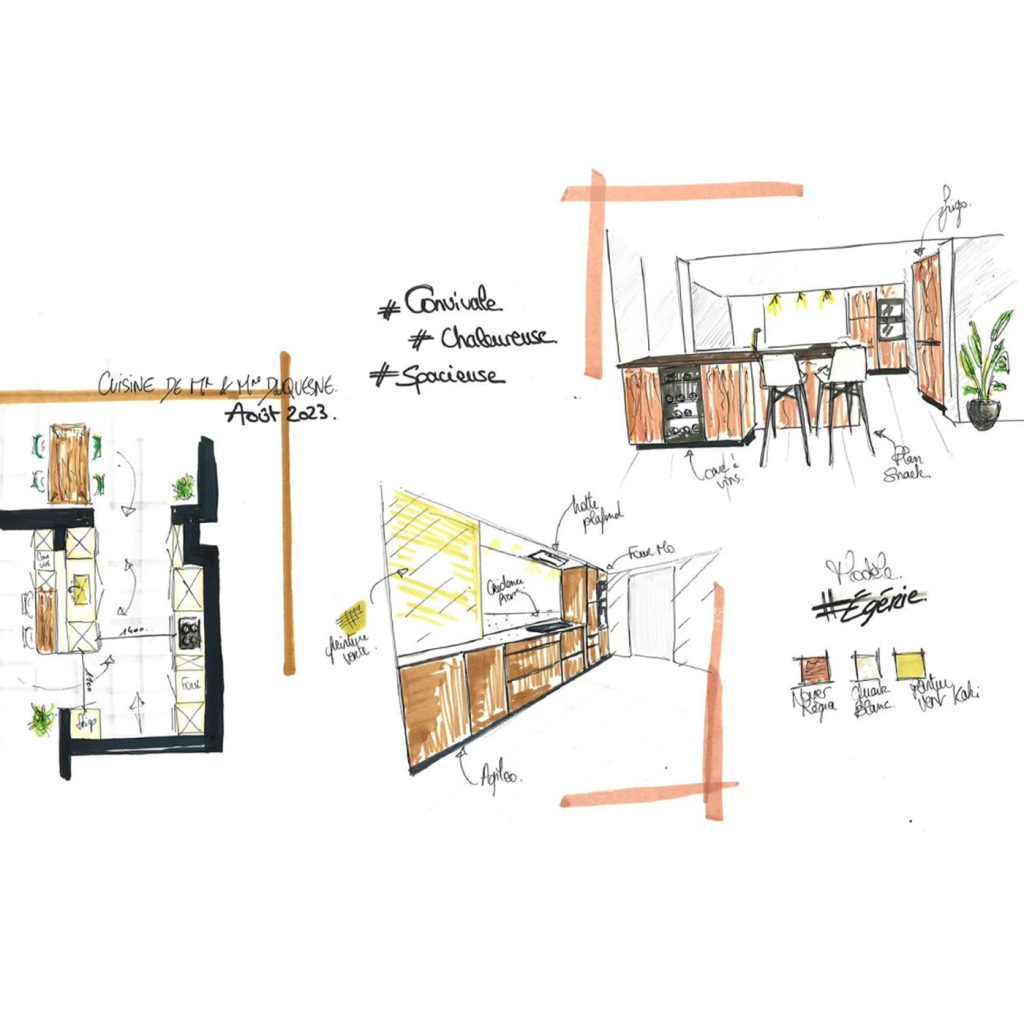 dessin-cuisine-table-îlot-moderne-chaleureuse-Arthur-bonnet-arras