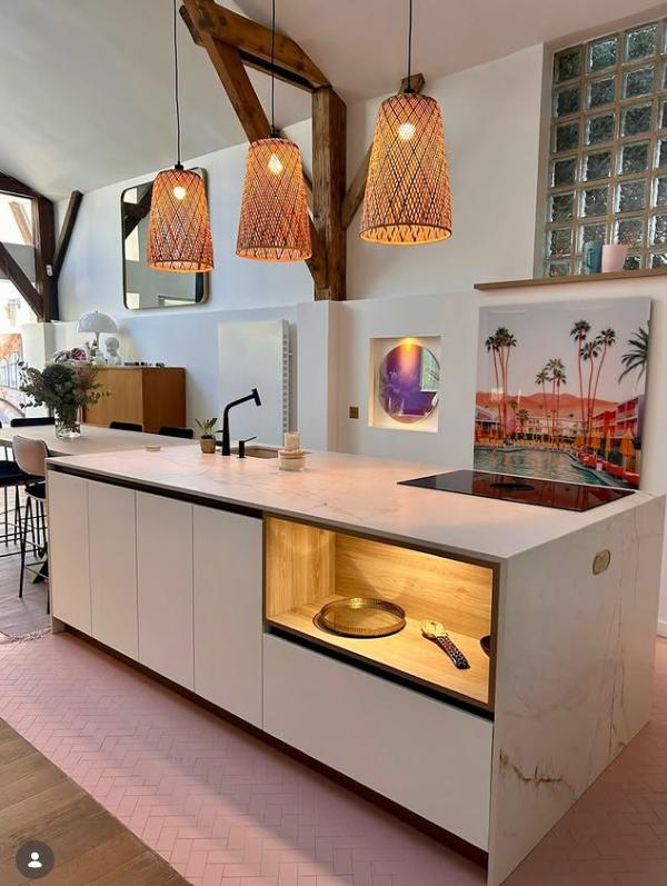 Cuisine ouverte design sans poignées